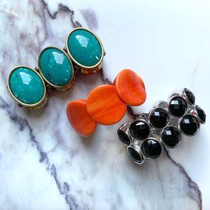 Set of 3 bracelets - orange, turquoise, + black